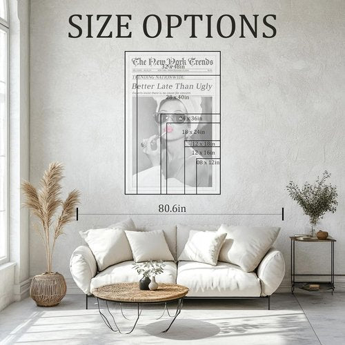 CXVU Audrey Hepburn Wall Art - Funky Black & White Canvas Print for Girly Room Decor | 12''x18''