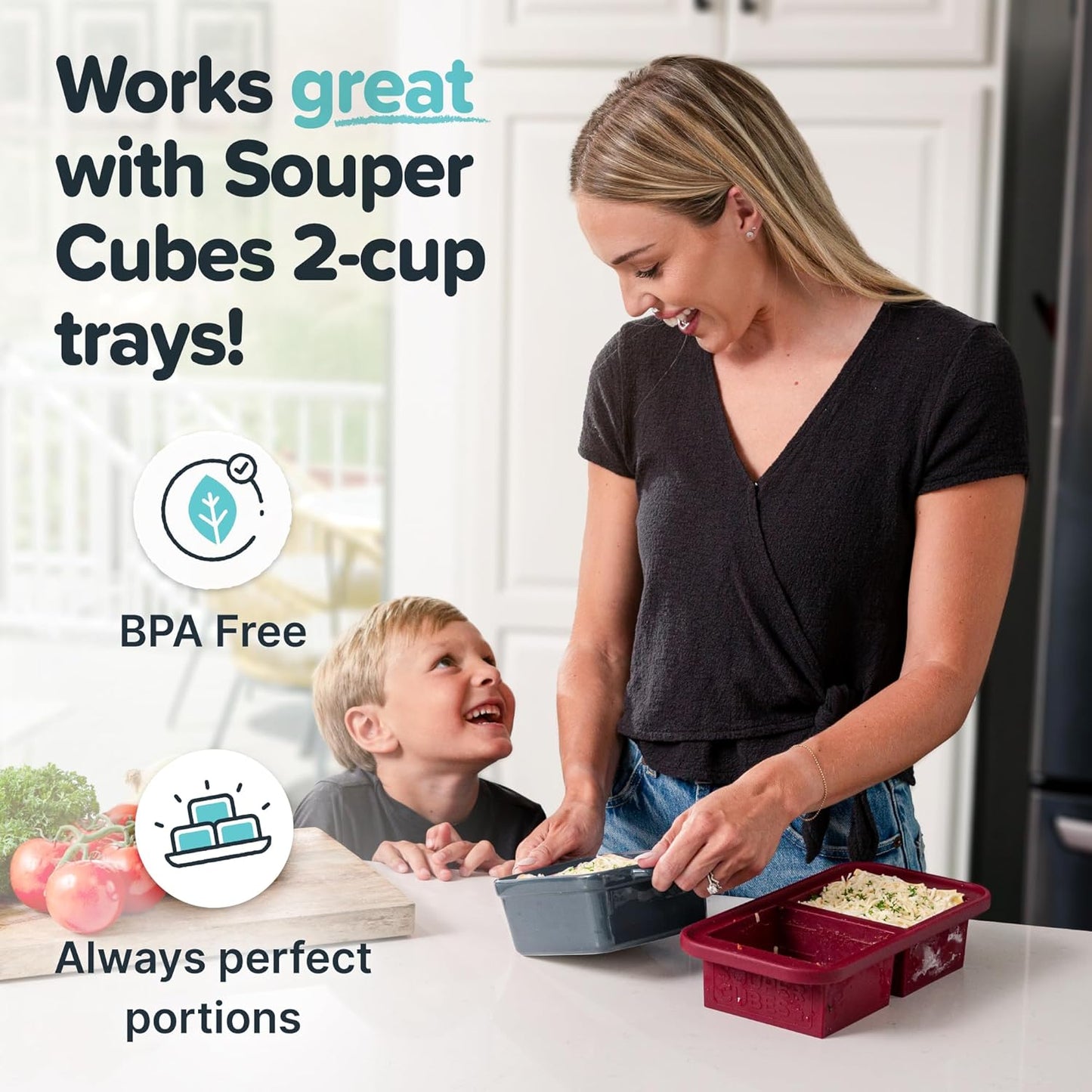 Souper Cubes Stoneware | Premium 5" x 5" Mini Baking Dishes with Silicone Covers - Set of 2 in Charcoal