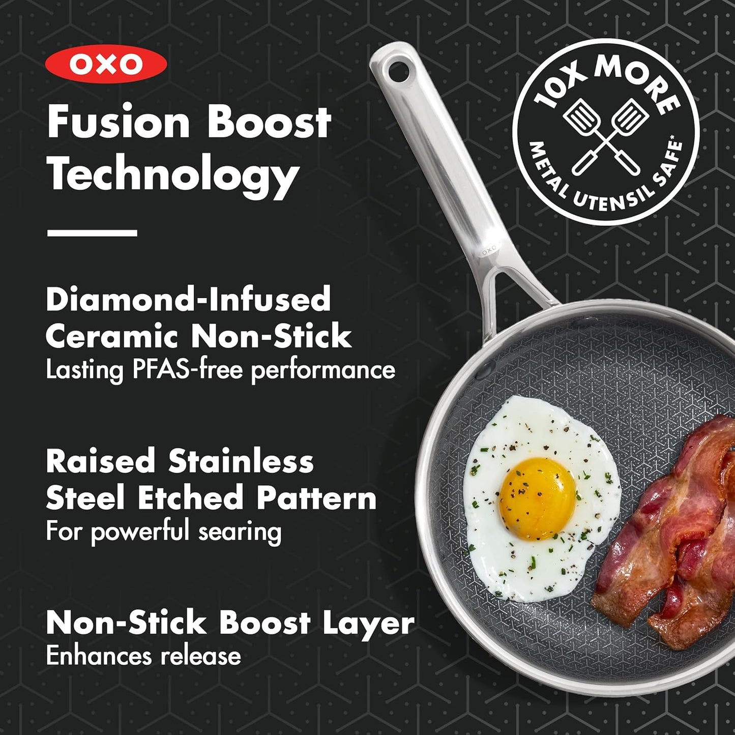 OXO Hybrid 8” Nonstick Frying Pan - Durable PFAS-Free Ceramic Skillet with Stay-Cool Handle | Induction & All Cooktop Compatible