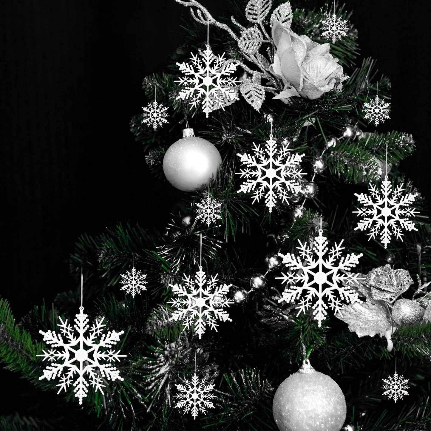 Tmflexe White Snowflake Ornaments - 110 Pieces for Christmas Decoration | DIY Art Crafts in 6 Sizes
