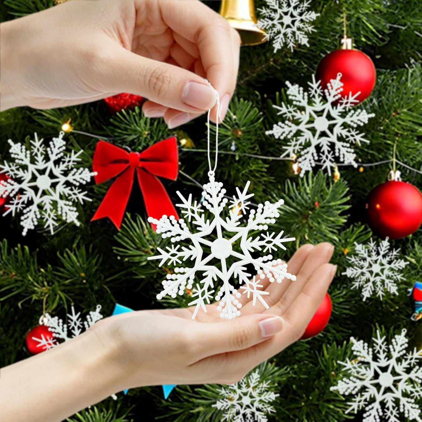 Snowflake Decorations | 24 Pcs Snowflake Ornaments for Christmas Tree | Perfect for Winter Parties