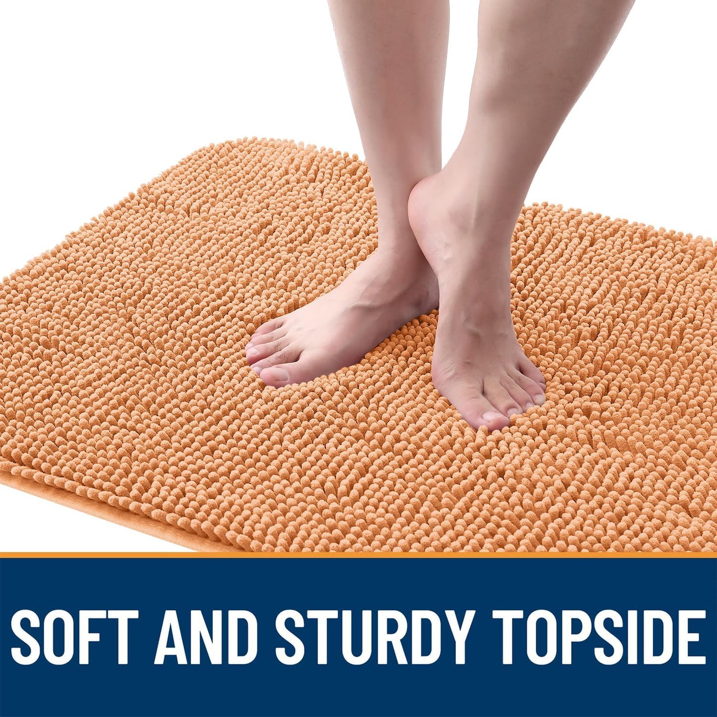 OLANLY Dog Door Mat - Absorbent Non-Slip Washable Doormat for Muddy Paws | 70x24 Inches, Orange