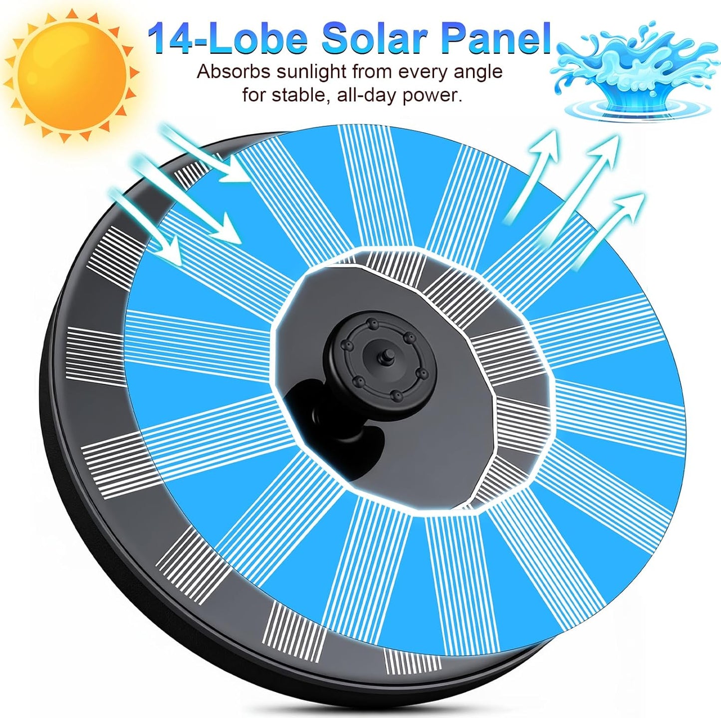 STARTEA Solar Fountain Pump - Upgraded Floating Water Feature for Bird Baths, Gardens & Ponds