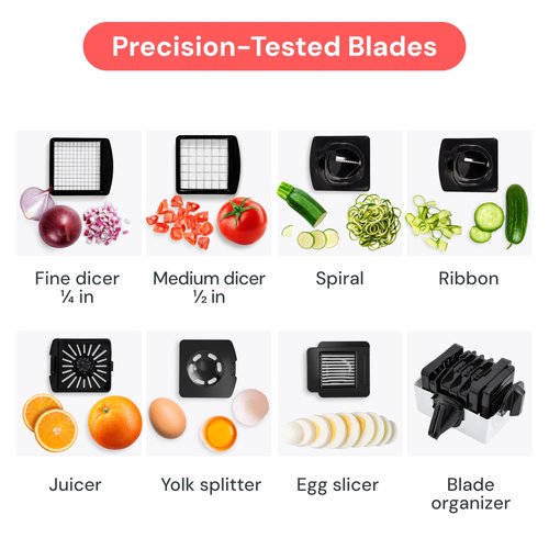 Fullstar Vegetable Chopper & Mandoline Slicer for Kitchen - Food Chopper with Container, Cheese Grater, Home Essentials & Kitchen Gadgets (7 in 1, White)