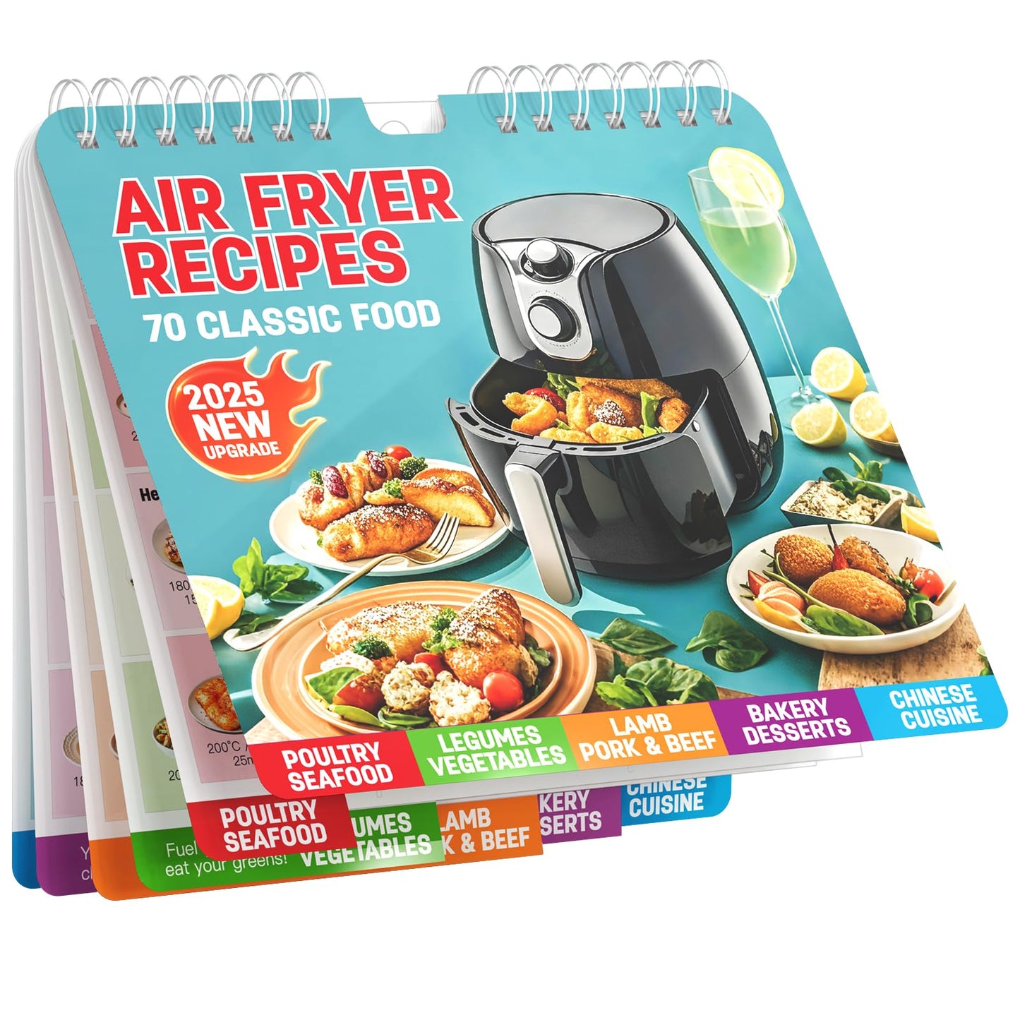 Magnetic Air Fryer Cheat Sheet, Cooking Guide Booklet,70 Illustrated Recipes & Cooking Gifts- Keto Air Fryer Cookbooks for Beginners- Instant Pot Air Fryers Accessories, Kitchen Gadgets