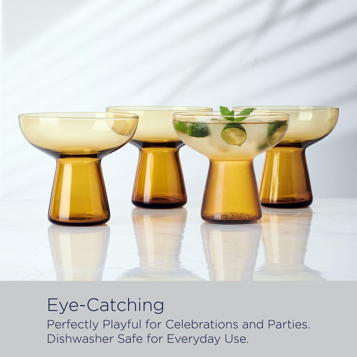 Mikasa Phoebe Margarita Cocktail Glass, Set of 4, Amber