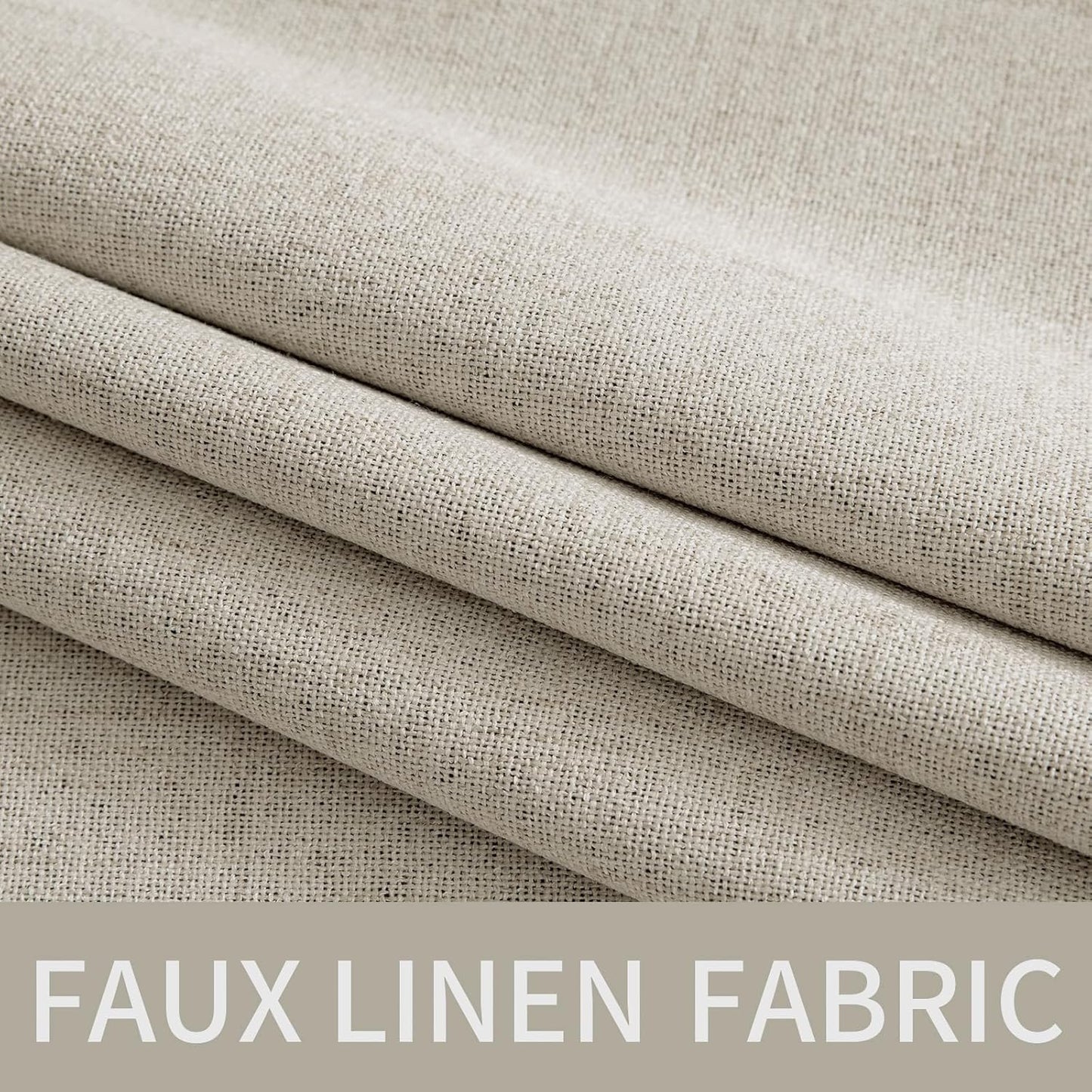 MIULEE 100% Blackout Linen Curtains - Thermal Insulated Cobblestone Drapes for Bedroom & Living Room | 52 x 84 Inch (2 Panels)