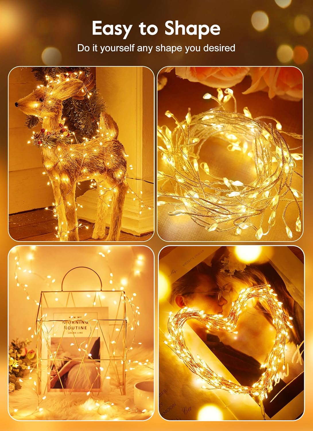 200 LED Fairy Lights with Remote & Timer - 16.4Ft Silver Wire Twinkle Lights for Indoor Christmas, Wedding & Party Decor