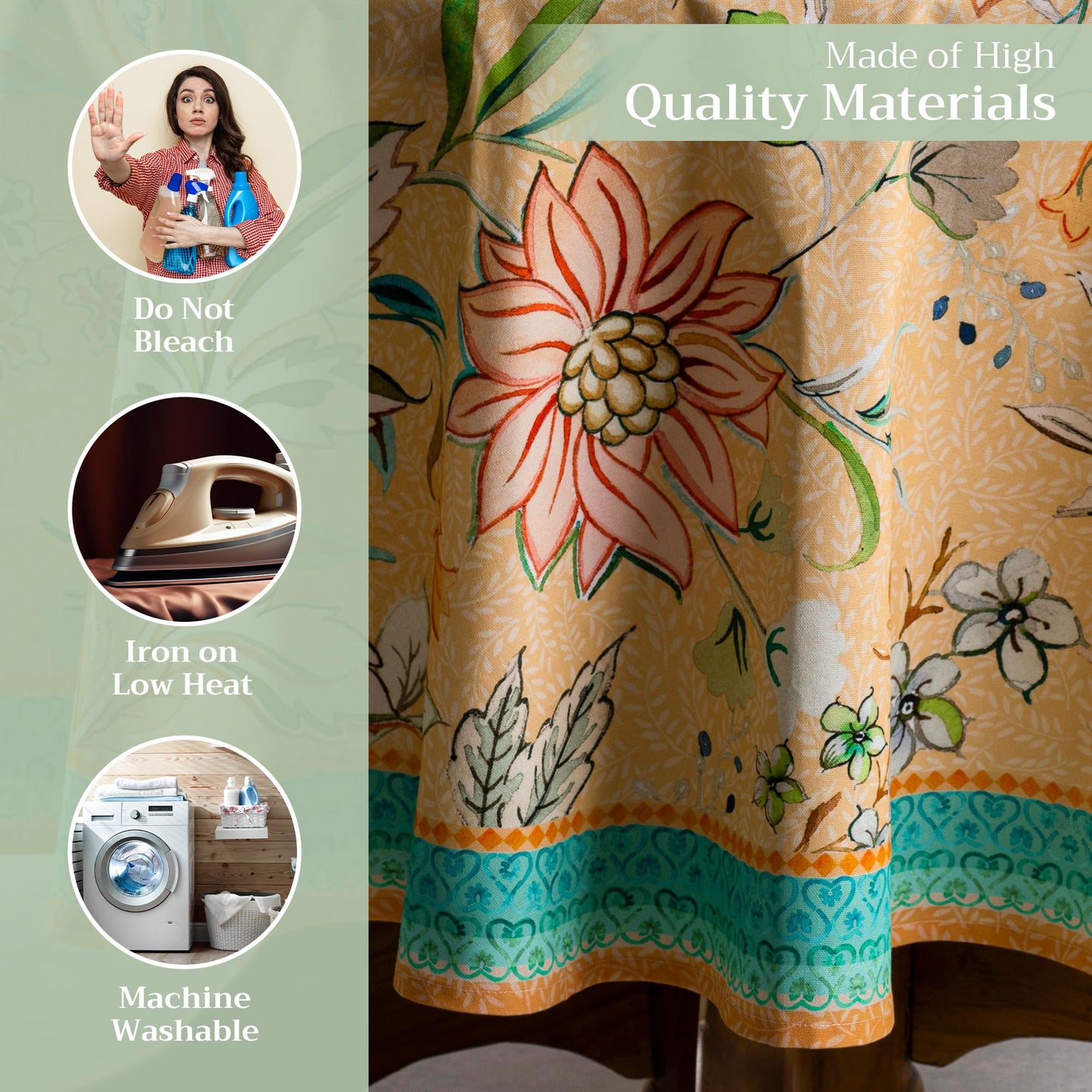 Maison d' Hermine Table Cloth Round Table 100% Cotton 63 Round Inches Tablecloth Reusable Decorative for Dining Kitchen Room Farmhouse Home Gifts for Mothers Day Spring Summer - Luxury Loft - Peach