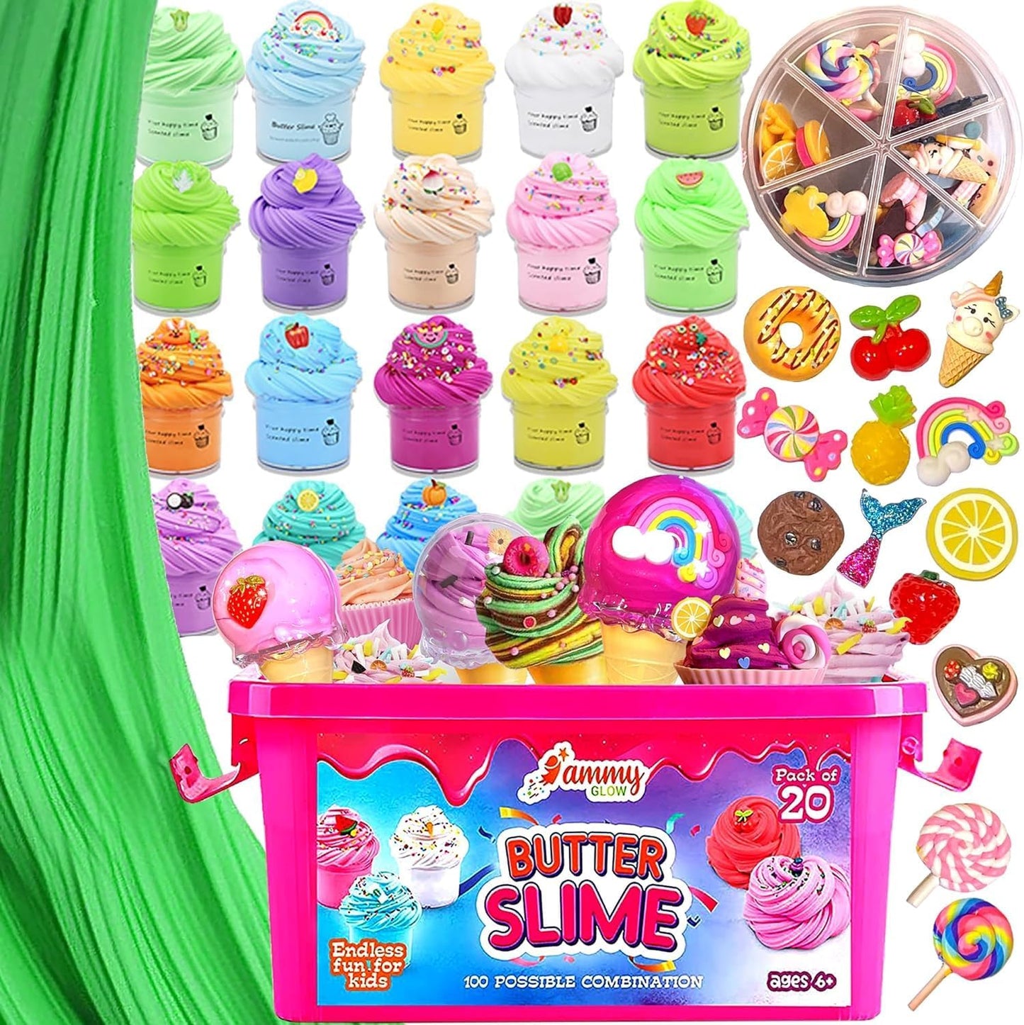 Skiennix Jumbo Butter Slime Kit - 49 Pcs of Colorful Slimes & Accessories for Ages 8-12 | Non-Toxic, Sensory Fun