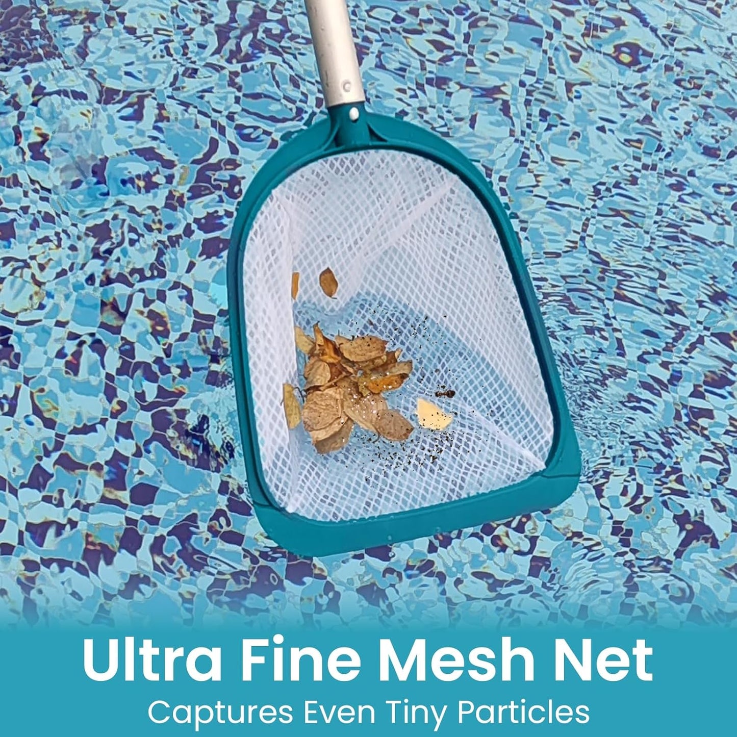 POOLWHALE Pool Spa Leaf Skimmer Net - Ultra Fine Mesh with 5" Deep Bag for Easy Debris Removal