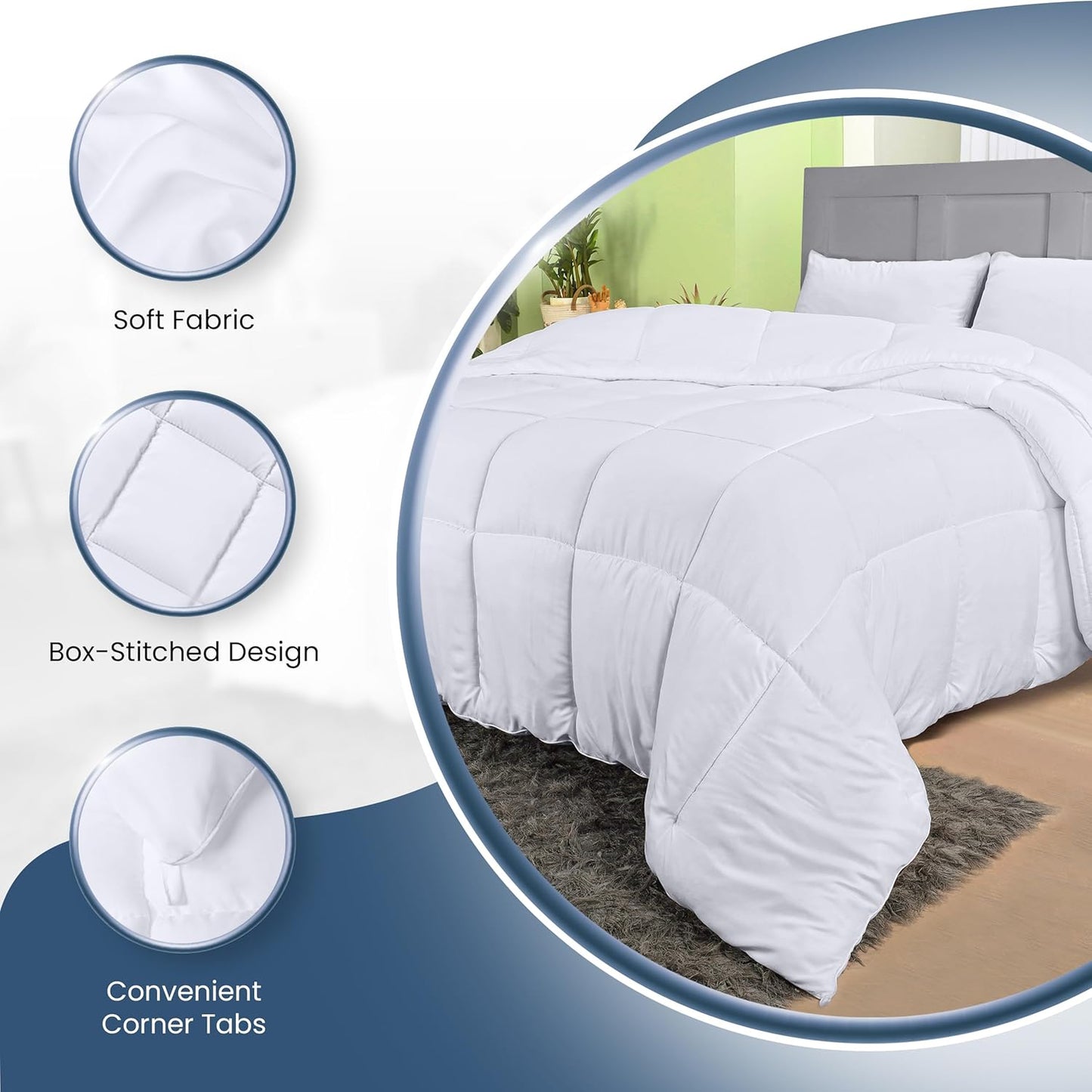 Utopia Bedding Queen Comforter - All Season Down Alternative Duvet Insert, Machine Washable (White)