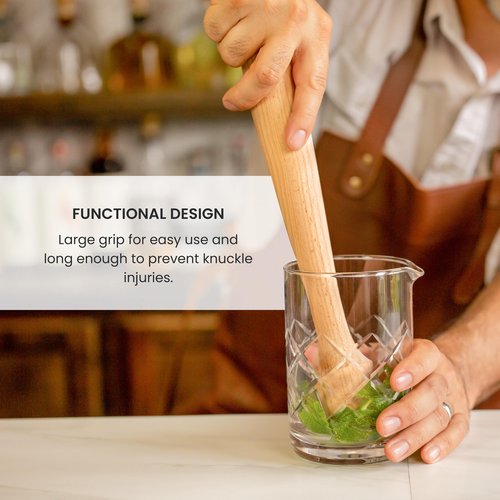 A Bar Above Black Muddler for Cocktails, 12-Inch Long Cocktail Muddler, Perfect to Crush Fruit, Pressing Mint and Sugar Cubes, Mint Muddler to Make Mojitos, Essential Bar Tools for Bartender Set