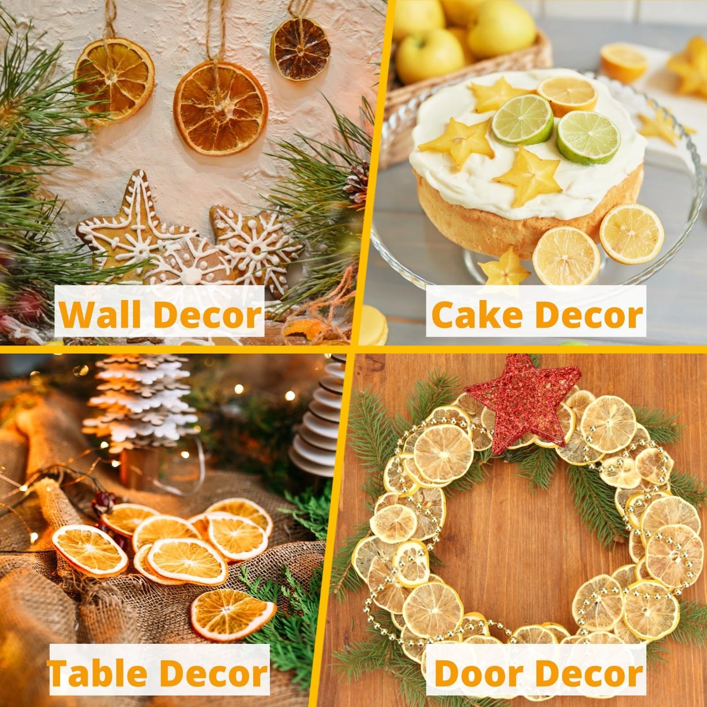 125+ Slices 9oz Dehydrated Fruit Cocktail Garnish Set, Dreid Orange & Lime, Freeze Dried Honey Lemon, 10 Pcs Drink Umbrellas Picks. Decor For Christmas Baking Party Diy