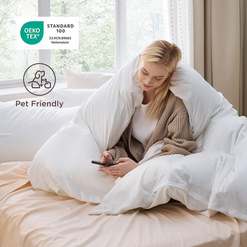 Bedsure White Duvet Cover Set - Extra Soft Cotton-Like Polyester, Full Size 3 Pieces, 80x90 Inches with Zipper Closure & 2 Pillow Shams
