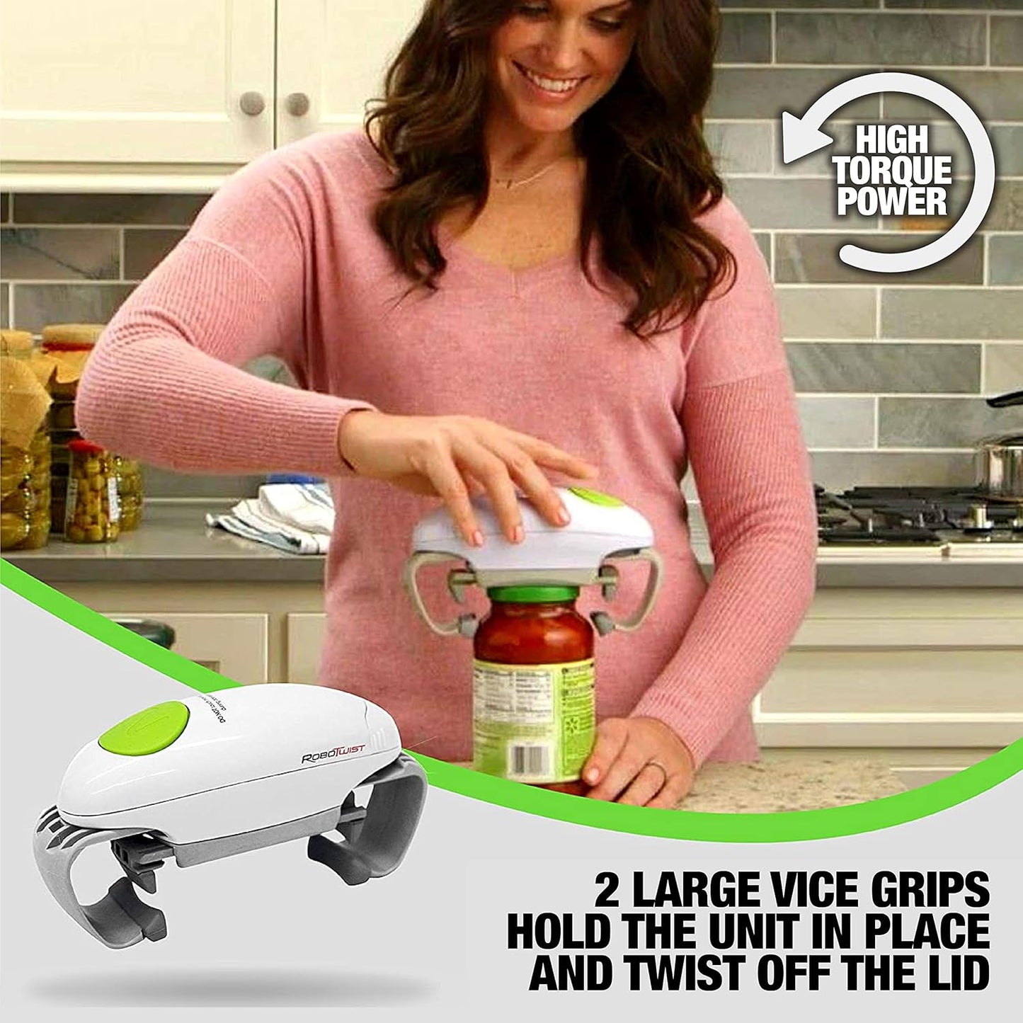 Robotwist Automatic Jar Opener - Deluxe Model with Enhanced Torque | Electric Hands-Free Kitchen Gadget for All Jar Sizes