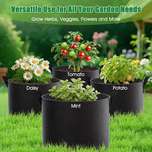 Feed Garden 10 Gallon Grow Bags - 4 Pack Thickened Fabric Plant Pots with Reinforced Handles | Breathable Drainage for Vegetables & Herbs