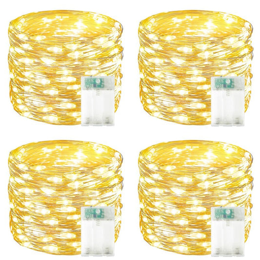 4 Pack 60 LED Fairy Lights Battery Operated with Timer, 20FT Waterproof String Lights Indoor Outdoor, Cuttable Battery Light for Home Bedroom Wedding DIY Centerpiece Christmas Decorations (Warm White)