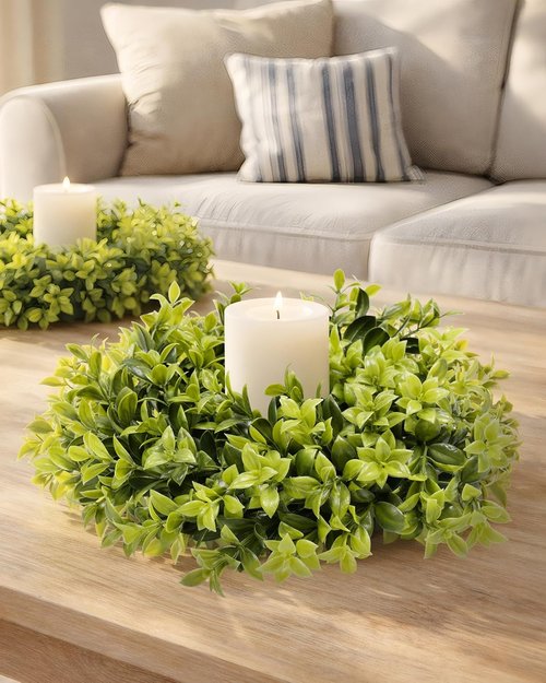 DDHS Boxwood Wreaths - 11" Mini Green Leaves Decor for Front Doors, Weddings & Home | 2 Packs