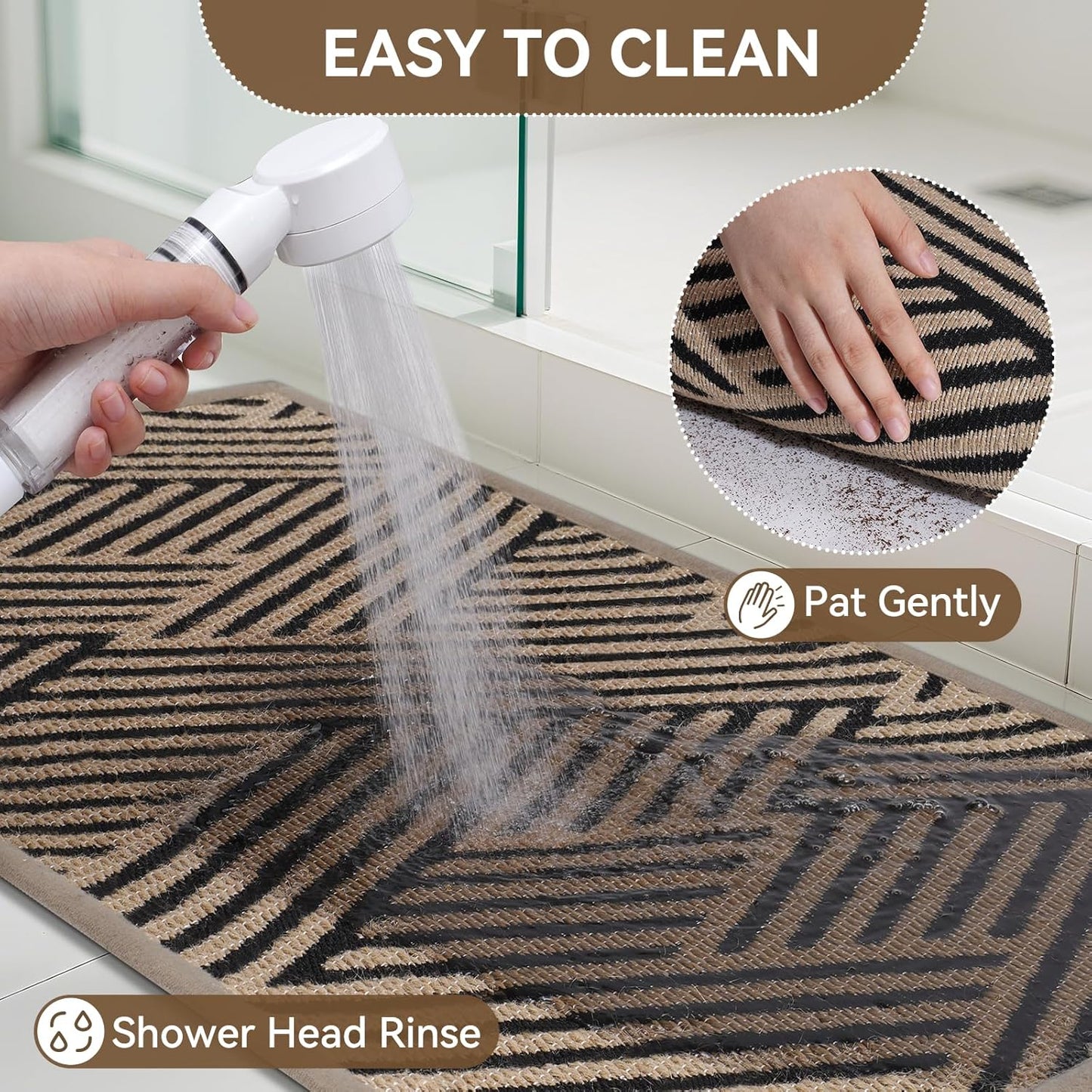 Skiennix Door Mat - Low-Profile Non-Slip Indoor/Outdoor Entryway Mat | 17"x30", Dirt-Resistant, Washable, Brown