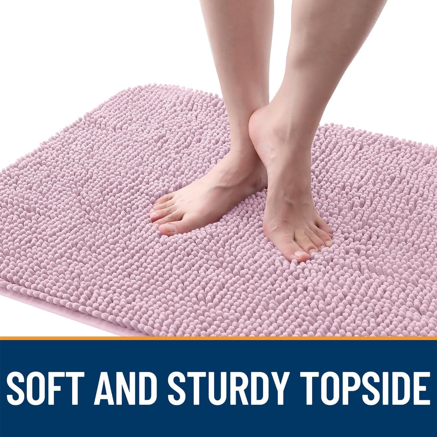 OLANLY Dog Door Mat - Absorbent Non-Slip Chenille Mat for Muddy Paws | 35x24, Quick Dry, Dusty Rose