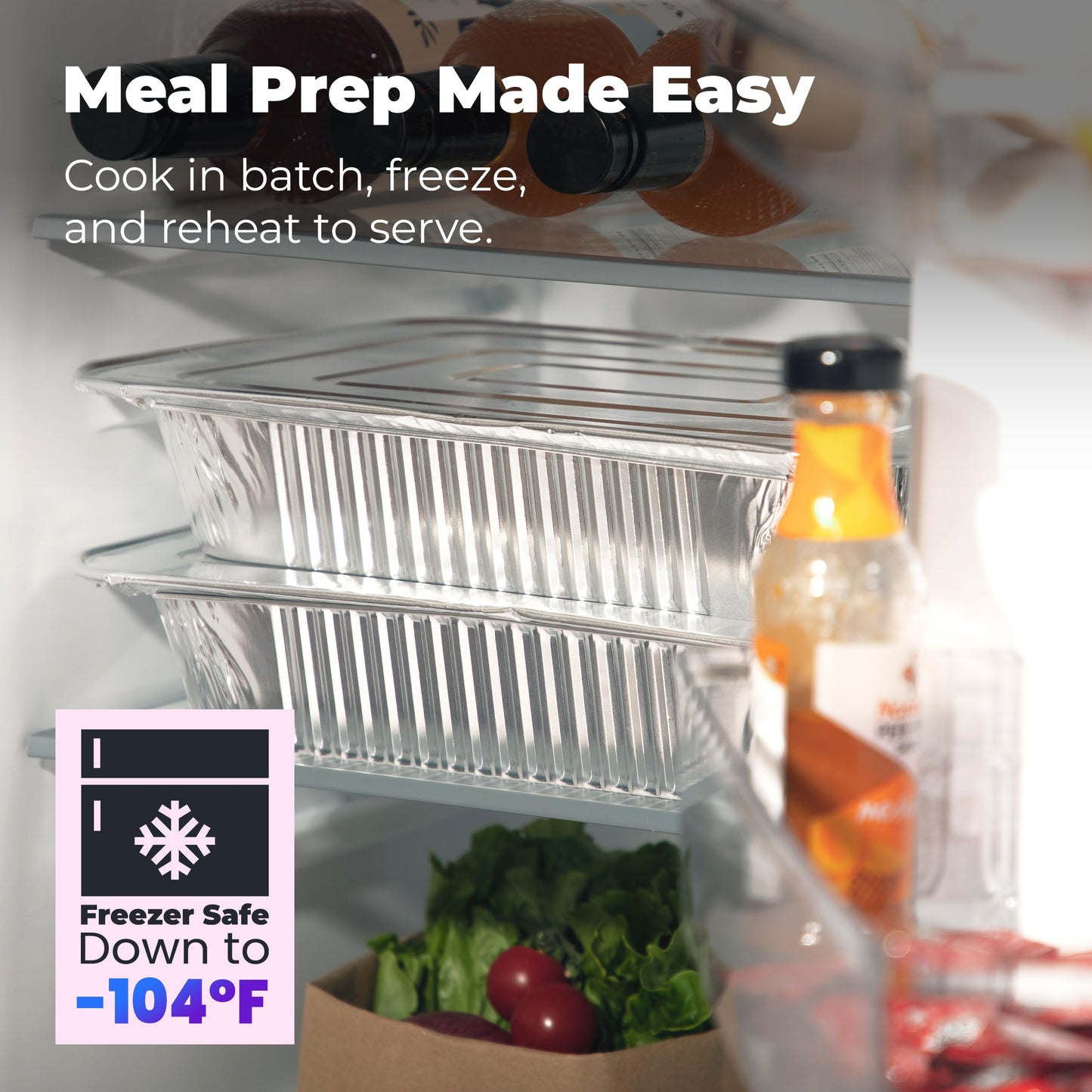 Fit Meal Prep 25 Pack 9x13 Aluminum Foil Pans with Lids - Heavy Duty Half Size Baking Pans Disposable for Roasting, Cooking, Serving, and Freezing - Tin Pan Trays for Buffet and Food Storage