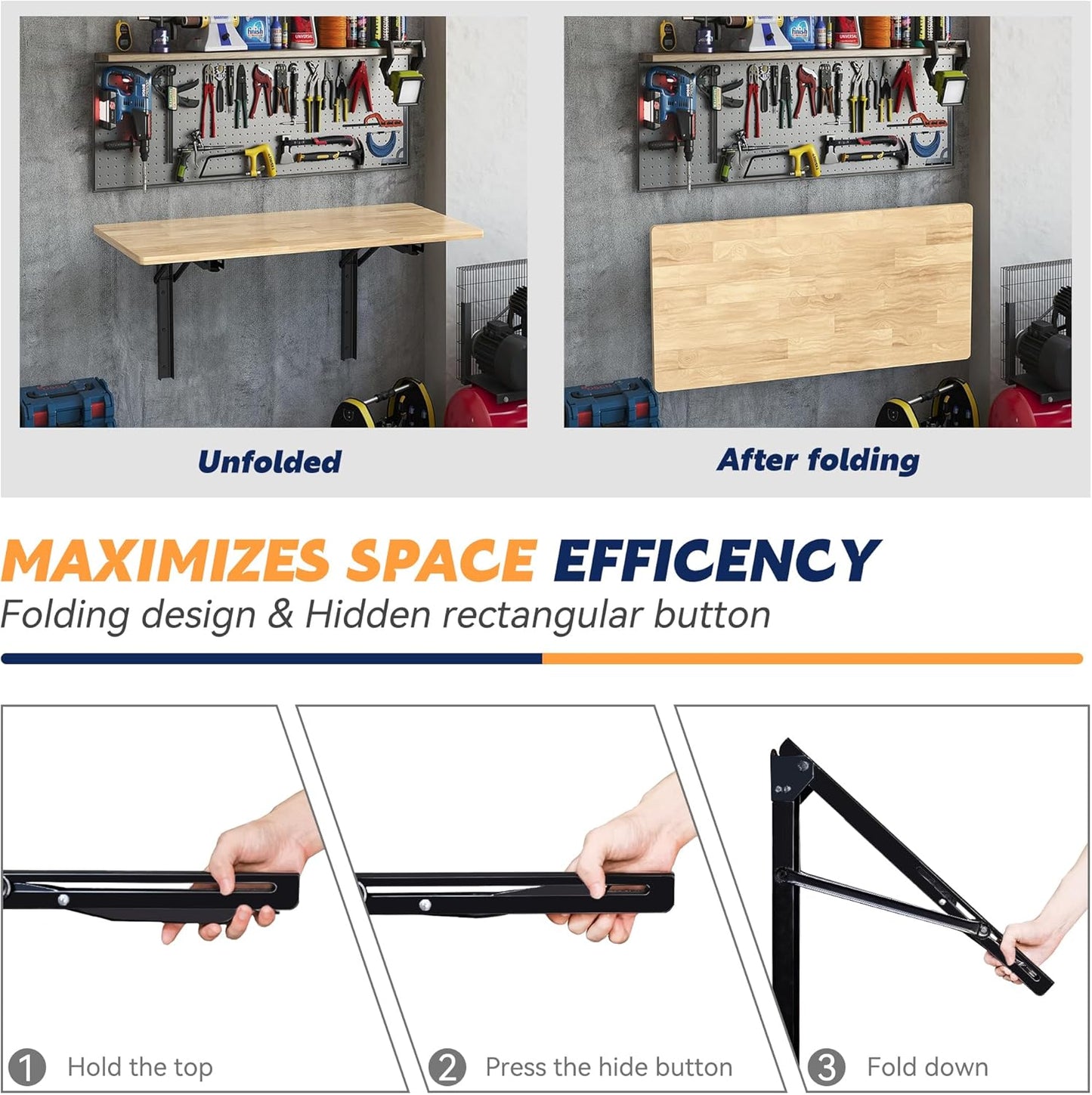 Ultrawall Heavy-Duty Folding Shelf Brackets - 18 Inch Sturdy Design | Max Load 550lbs, 2 Pack