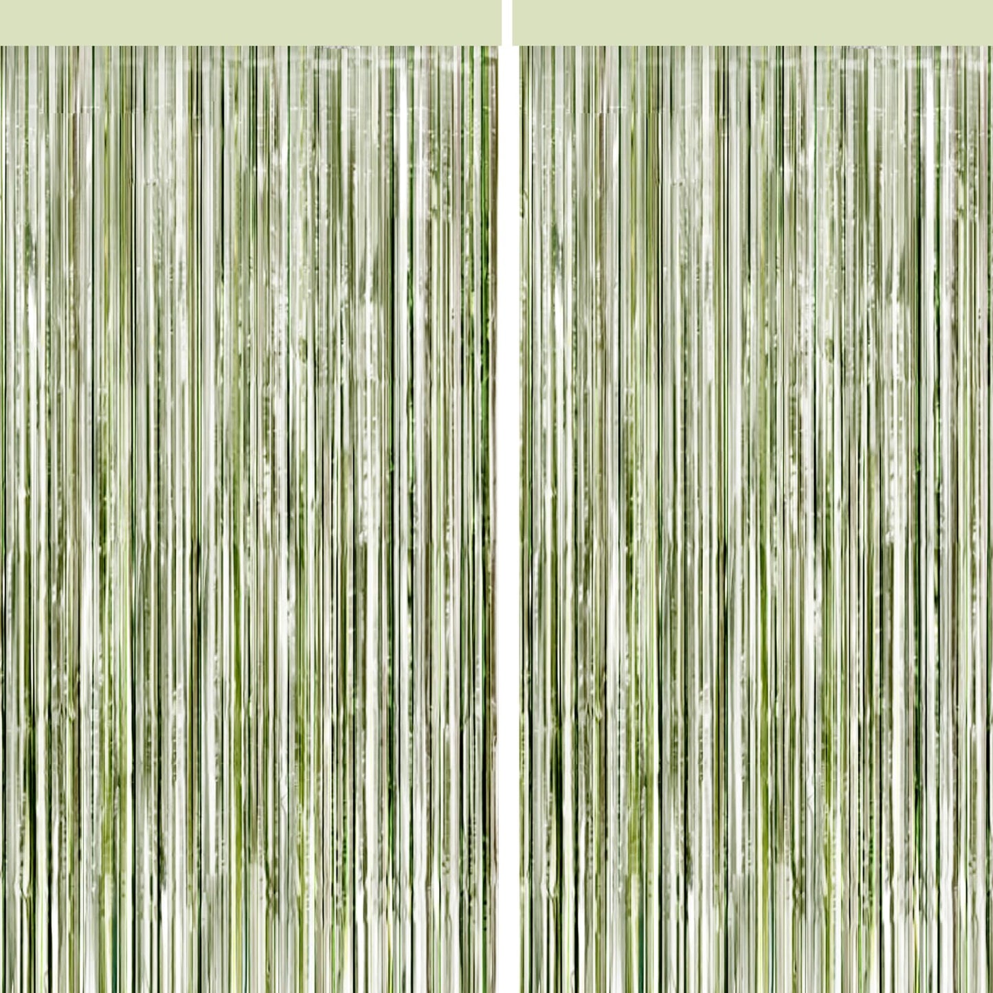 4 Packs Sage Green Foil Fringe Curtain, Light Green Glitter Metallic Tinsel Backdrop for Boho Birthday Wedding Bridal Baby Shower Engagement Martini Party Decorations Supplies