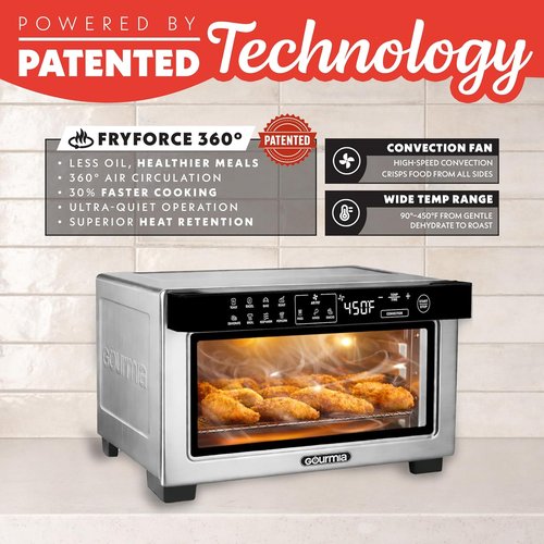 Gourmia Digital Air Fryer Toaster Oven - 4 Slice Capacity, 12 Cooking Presets, Stainless Steel