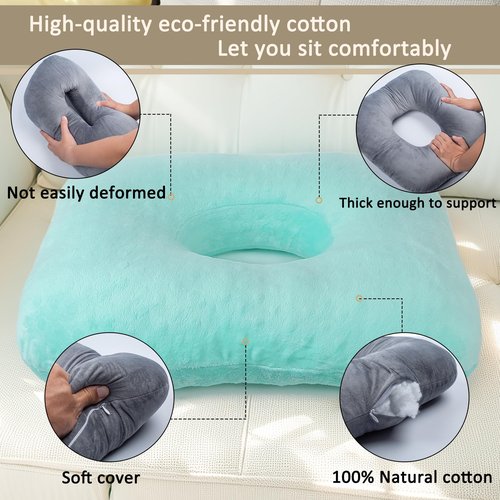 Hshbxd Donut Pillow for Tailbone Pain Relief, Wheelchair Cushion for Hemorrhoids and Bed Sores, Pregnancy, Donut Pillow Suitable for Office, Long Travel, Car and Home Sofa (Lake Blue)
