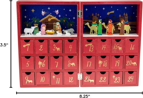 Clever Creations Wooden Advent Calendar - Festive Christmas Countdown with Nativity Scene Decor