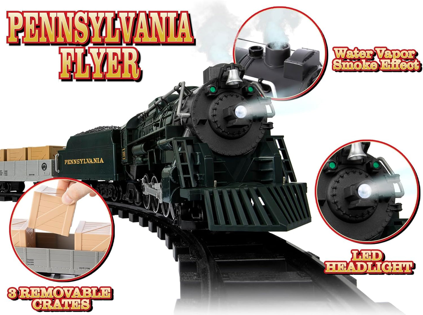 Lionel Pennsylvania Flyer Battery-Powered Train Set - Bluetooth Control, Smoke, Lights & Sounds | 2-Rail Track for Kids 4+
