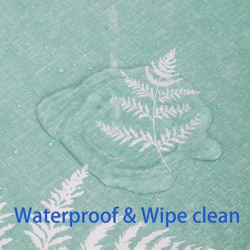 Heavy Duty Vinyl Tablecloth with Flannel Backing Waterproof Oil-Proof Plastic Table Cloth Stain-Resistant Wipeable Rectangle or Square Table Cover for Indoor and Outdoor (Mint Leaf, 52X70 Inch)