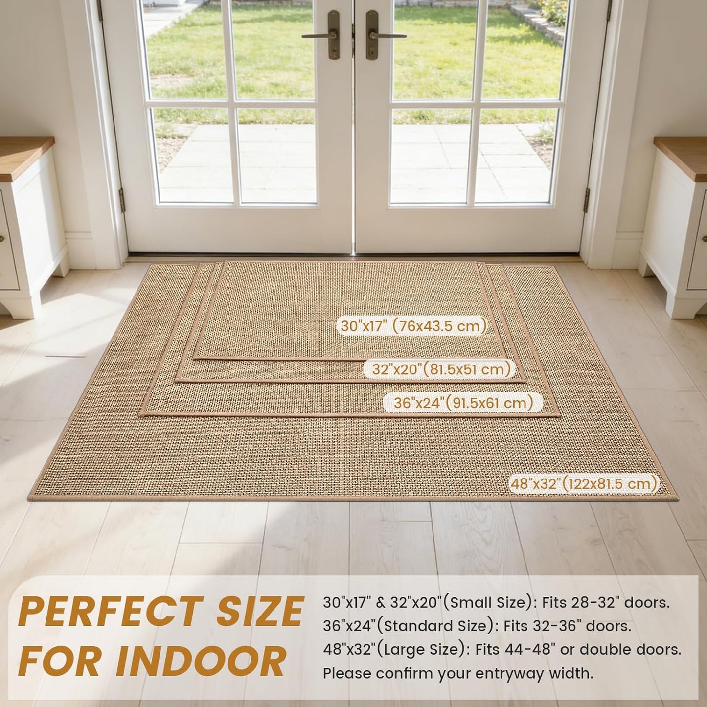 SMILOOL Indoor Entrance Mat - Non-Slip, Dirt Resistant & Absorbent | 17" x 30", Beige Doormat