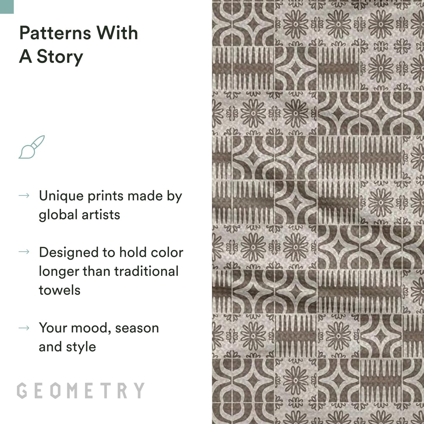 GEOMETRY Spring Kitchen Towels - Quick Dry Microfiber Cloth Spring & Summer Dish Towels for Kitchen Drying - Premium Quick Dry Towel - Sandy, 18" x 30" - 1-Pack