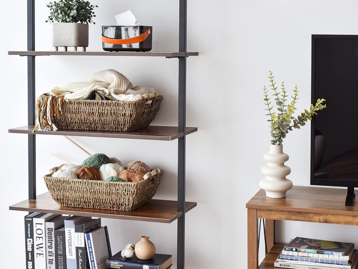 StorageWorks Jumbo Hand-Woven Seagrass Storage Baskets - 2-Pack with Wooden Handles for Organizing