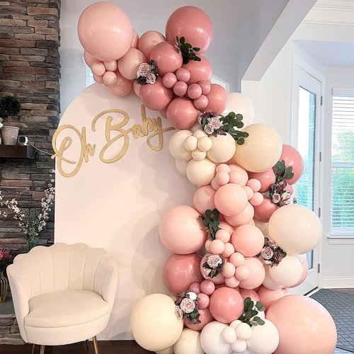 Dusty Pink Balloons 12 inch, Dusty Rose Latex Balloons 50pcs Party Balloon for Boho Wedding Baby Shower Gender Reveal Birthday Party Decorations
