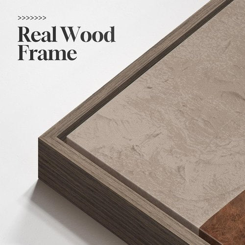 Framed Neutral Abstract Wall Art - 3 Piece Earth Tones Canvas Prints for Living Room | 16x24 Inch