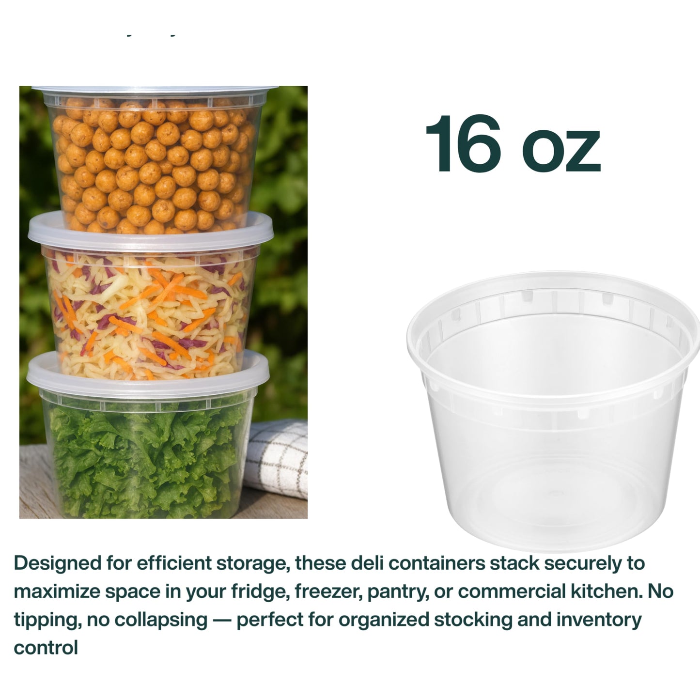 ProTakeOut 16oz [36 set] Heavy Duty Plastic Deli Container | BPA-Free Food Storage with Airtight Leak‑Proof Lids | Microwave, Freezer & Dishwasher Safe – Stackable, Bulk Reusable Soup & Meal Prep Tub