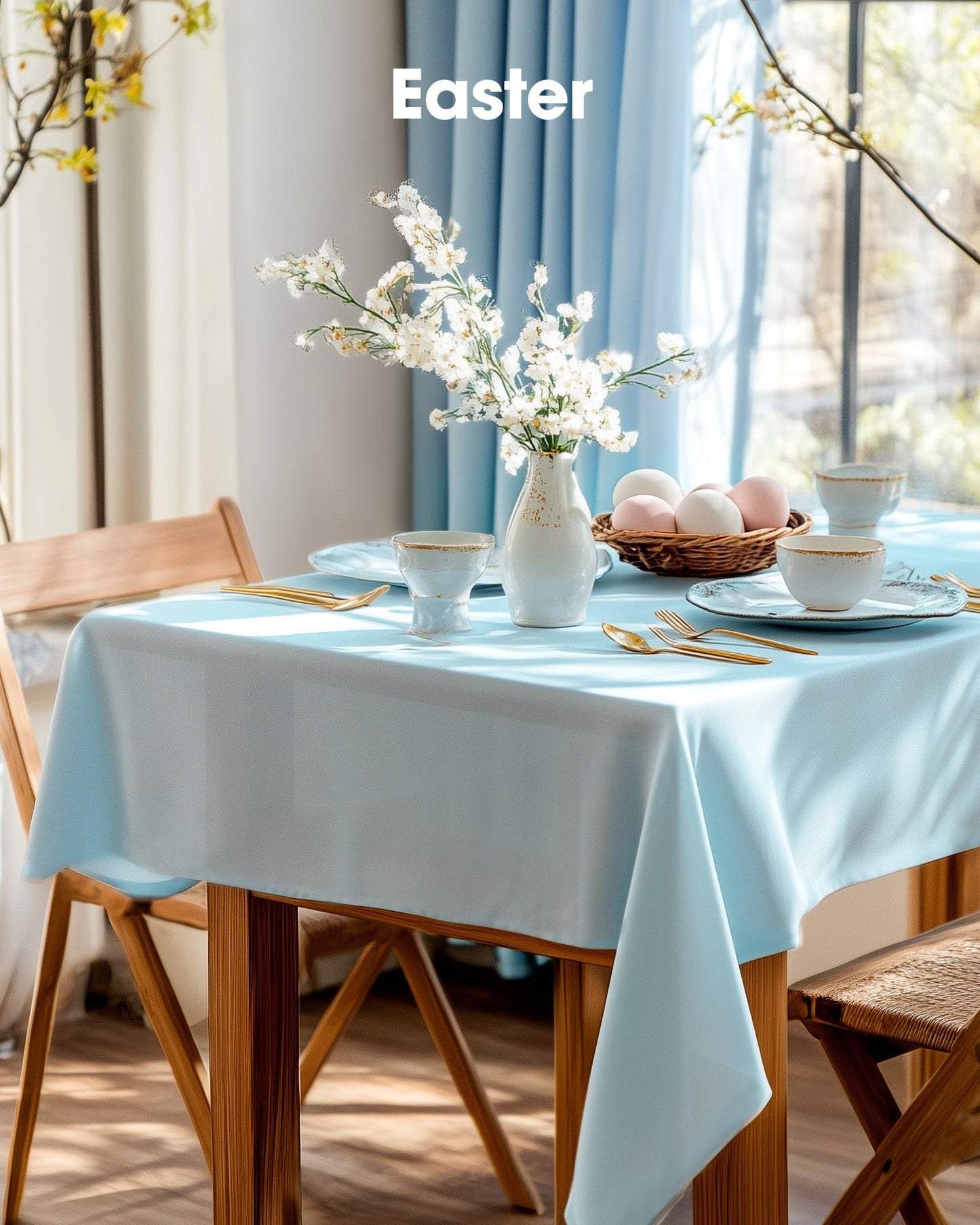 Pureegg Plastic Table Cloth Disposable 10 Pack, 54 x 108 Inch Table Cloths, Easter Party, Picnic, Wedding, Decorative Tablecloths, Rectangle, Baby Blue Plastic Cover, Leakproof & Sturdy, Light Blue