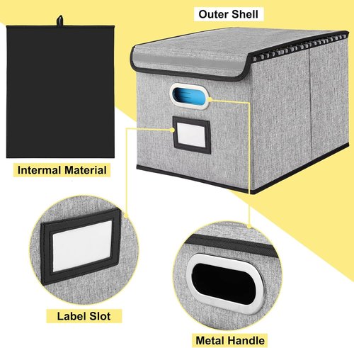 EXLIFBAG Portable File Organizer Box - Collapsible Storage Solution for Home/Office | 3 Pack