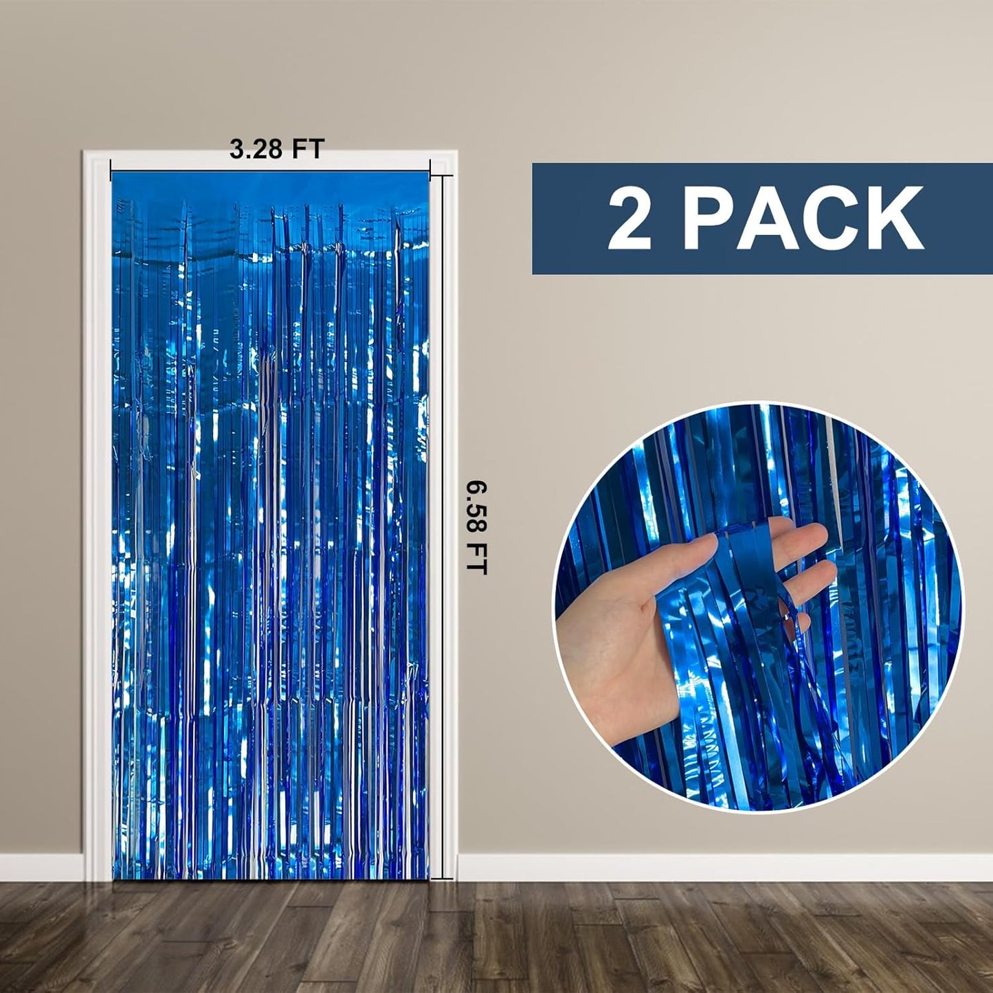 Skiennix Blue Party Decorations - Ocean Theme Streamers & Tinsel Foil Fringe Curtains | 2 Pack