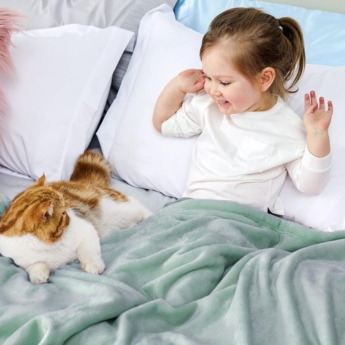 Bedsure GentleSoft Fleece Blanket - Cozy, Cute Throw for Kids | 43x55 Inches, Sage Green