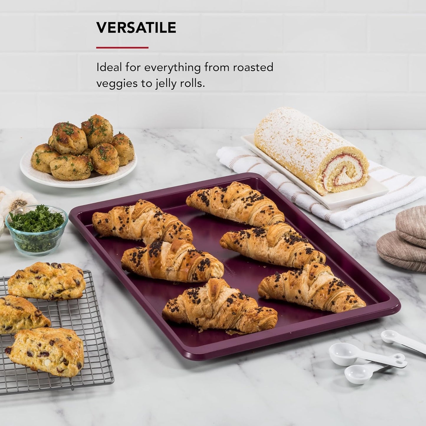 KitchenAid Nonstick Baking Sheet - 13x18in Aluminized Steel | Durable Beetroot Color
