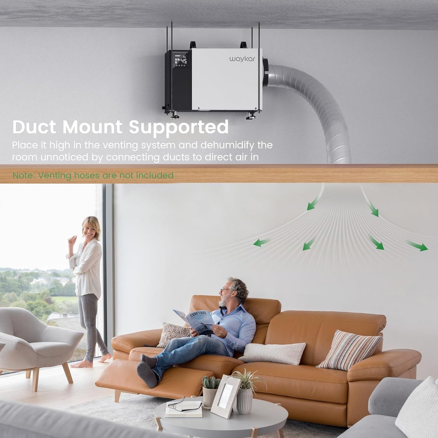 Waykar 125 Pint Dehumidifier - Smart Humidity Control for Basements & Crawl Spaces up to 6,500 Sq Ft | Includes Pump & Drain Hose