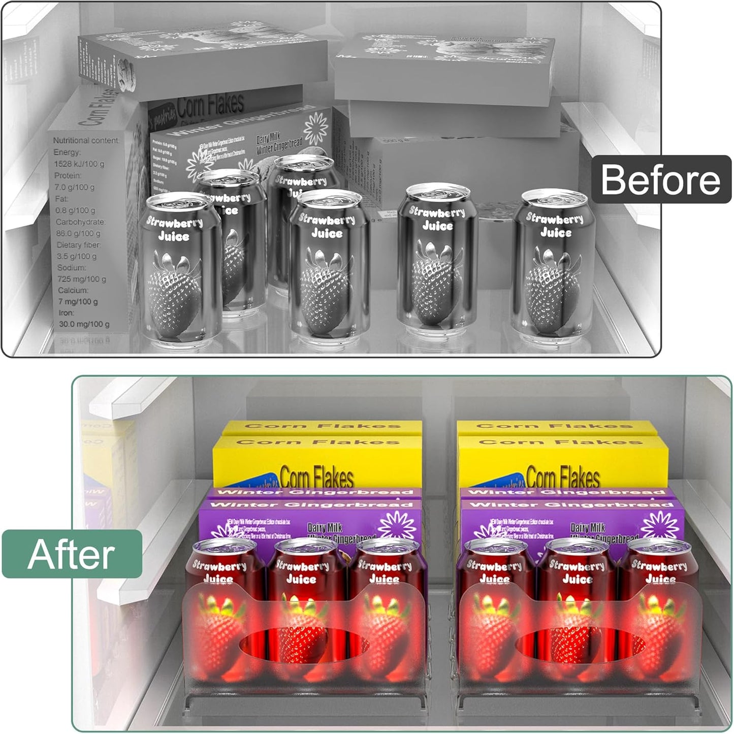 SURETIVIAN Freezer Organizer Rack - 12” Adjustable Fridge Storage with Removable Dividers | Black