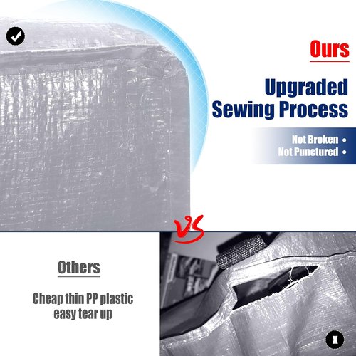 Cosy Family Extra Large Moving Bags - Heavy Duty Storage Totes with Backpack Straps & Strong Zippers | Set of 4, Silver