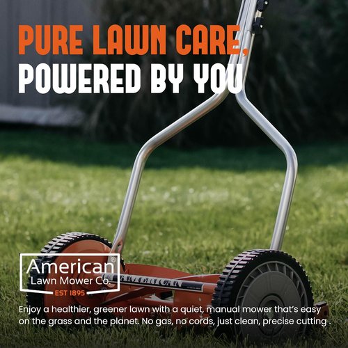 American Lawn Mower Company 14-Inch Push Reel Lawn Mower - 4 Blades, Red Finish
