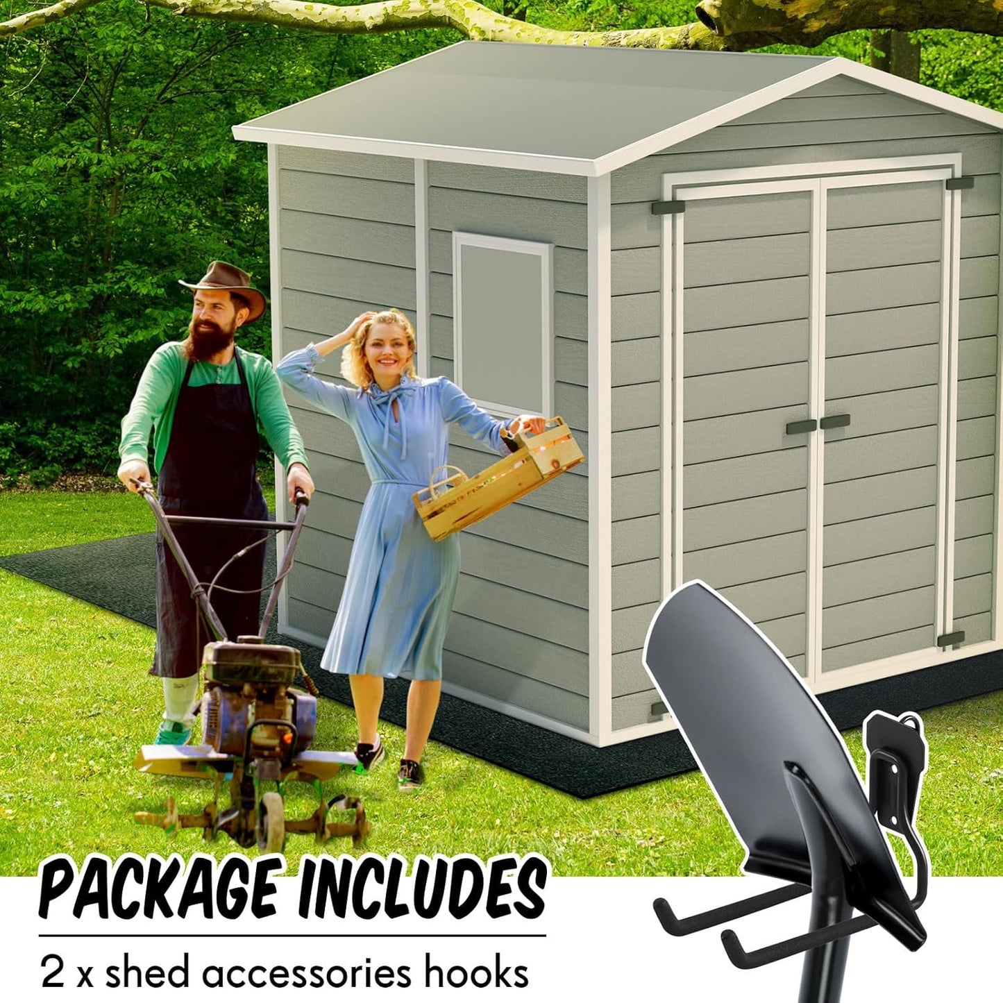 MorningRo Shed Hooks - Multi-Purpose Metal Tool Holders for Large & Small Tools | Black (2 Pack)