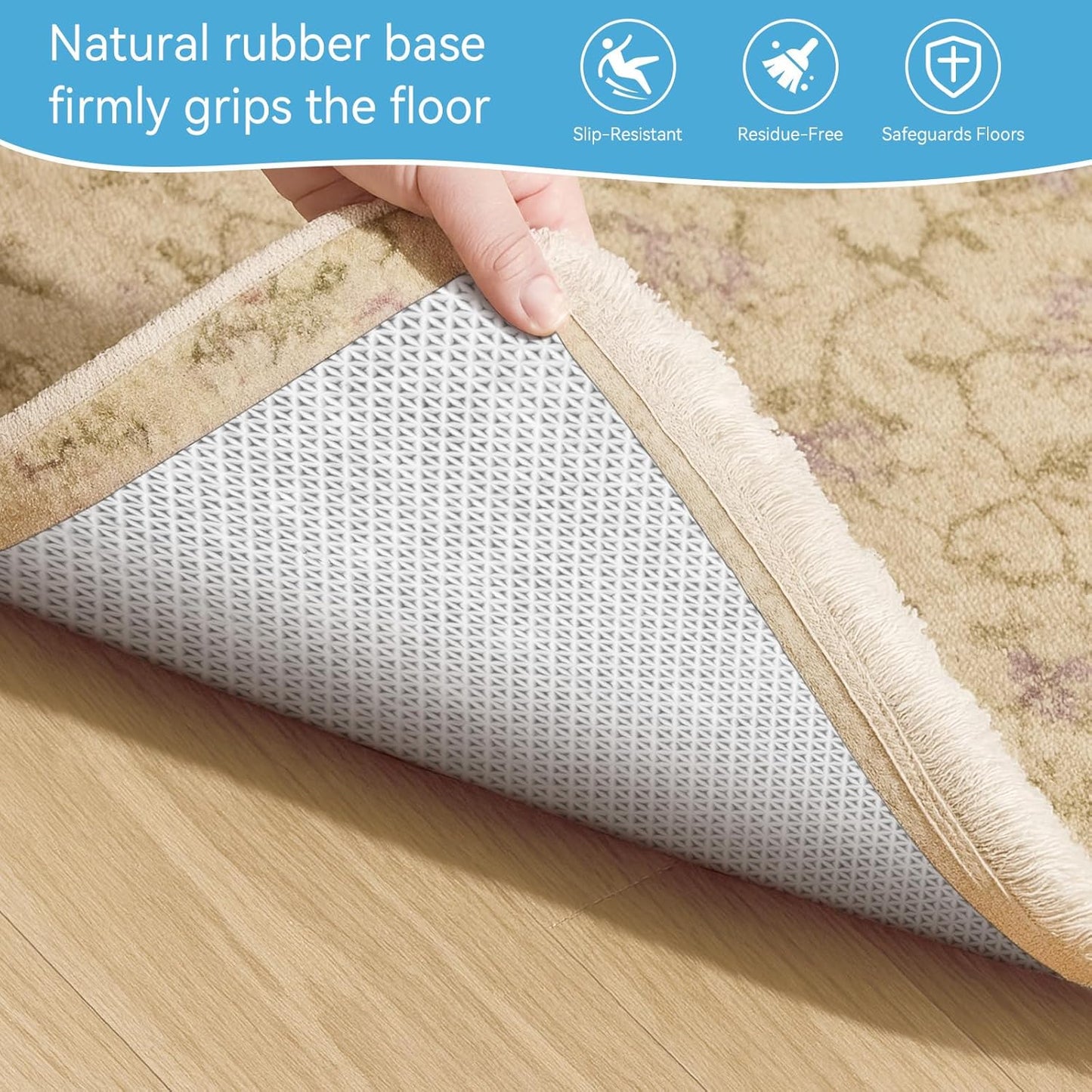 Warmstar 8x10 FT Non-Slip Rug Pad - 100% Waterproof Felt for Hardwood Floors, 1/8” Thick, Secure Grip